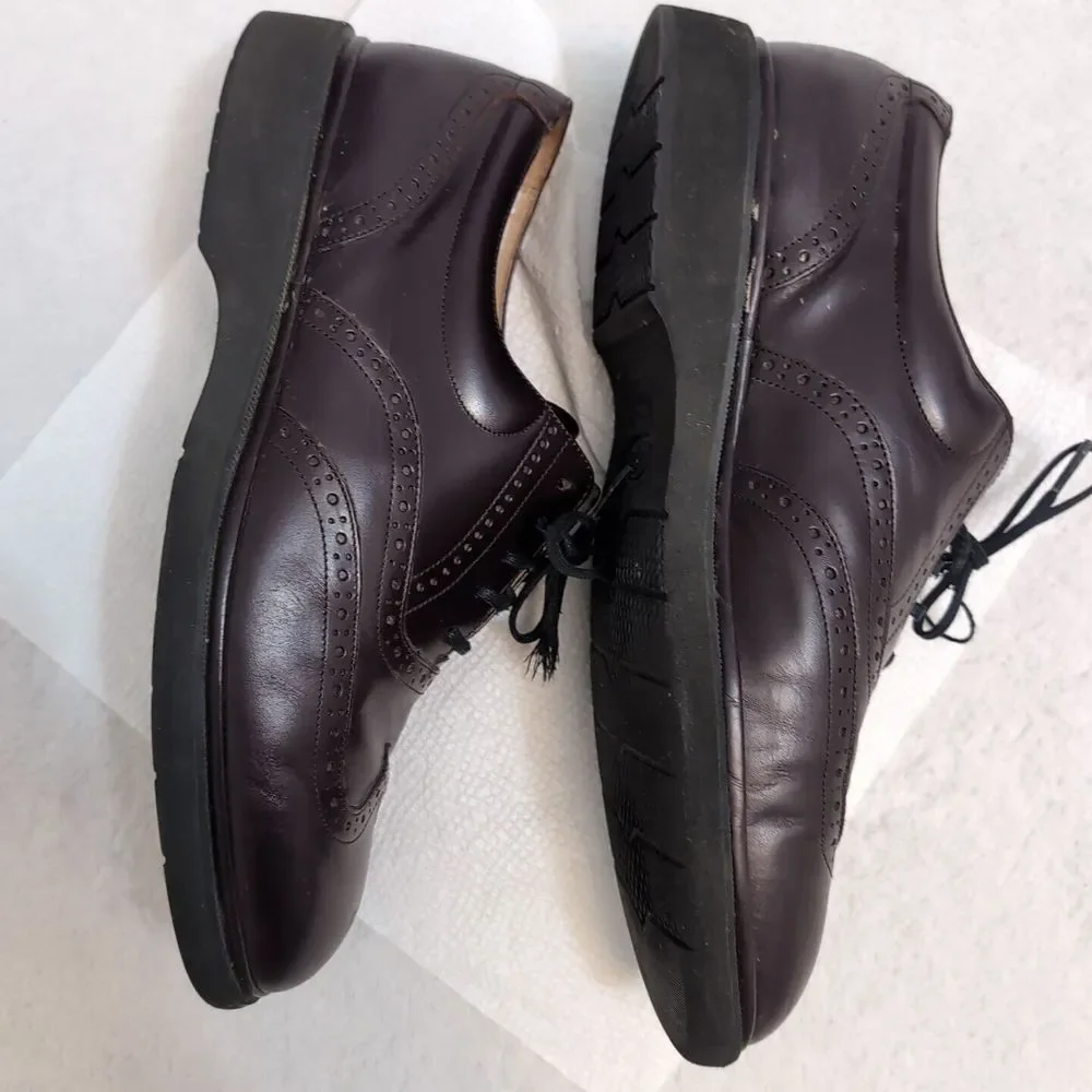 Rockport‎ Men's Wingtip Brown/Purple Leather Shoes 10 Vibram Tread